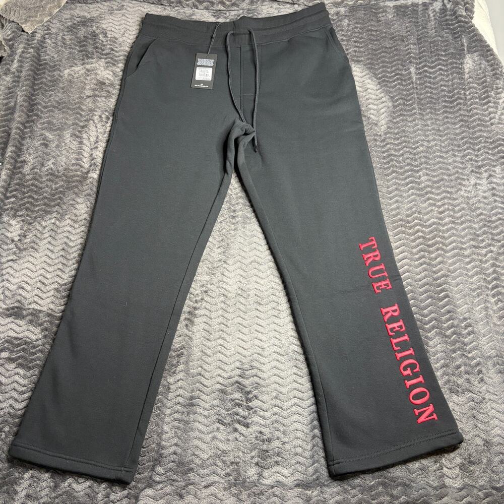 True Religion size XL Quality Straight Fleece Pant Jet Black NWT